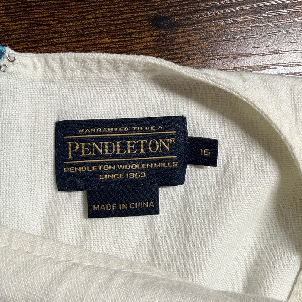 Pendleton Vintage Linen Sleeveless Dress Blue and White - Picture 6 of 7